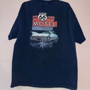 Route 66 Motel Graphic Tee - Navy Blue